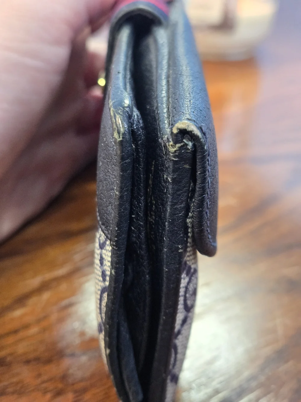 Vintage Gucci GG Canvas Sherry Line Wallet Black Leather Trim Italy Authentic - Picture 6 of 16